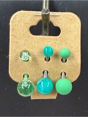 🍀3/$30 Teal & Mint Mixed Stud Bellybutton Earring Set - 6 Pieces